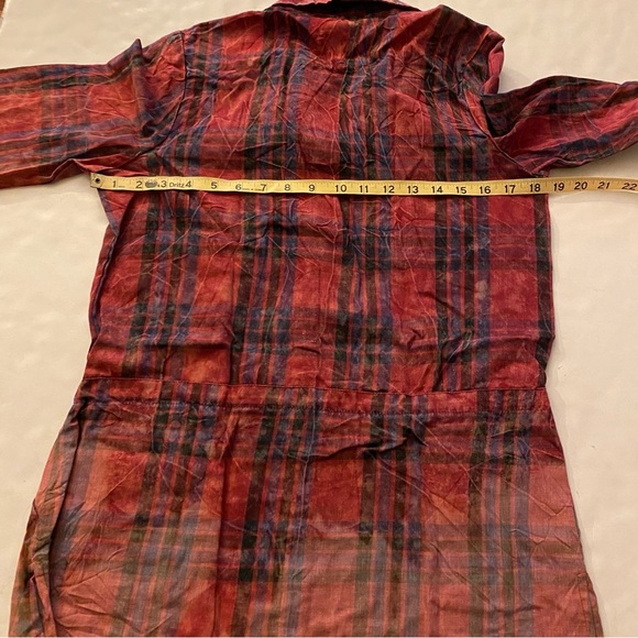 Handmade Light Weight Plaid Custom Tunic Button Down Shirt Red XS Womens Flannel - Picture 13 of 13